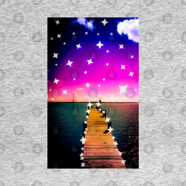 Blue and Purple Starry Pier with a Runway Effect by Shell Photo & Design